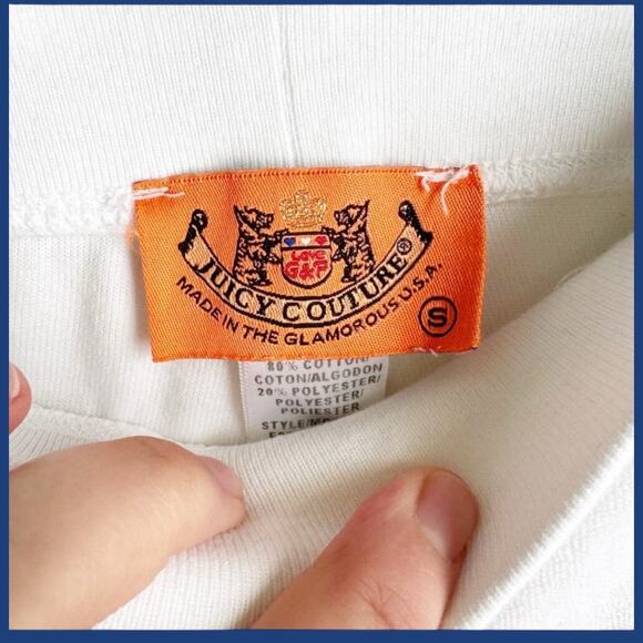 VTG Vintage Juicy Couture White Terry Capri Pant 2002-2006 Size Small Comfy S - Picture 5 of 9